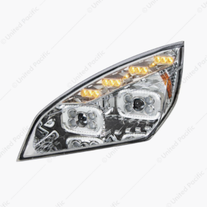 10 LED Projector Headlight With LED Sequential Turn & DRL For 2018-2024 Freightliner Cascadia